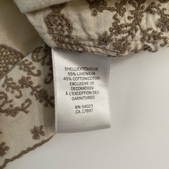 BANANA REPUBLIC Beige Short Sleeve Linen Blend Embroidered Women’s size Small - Picture 8 of 11